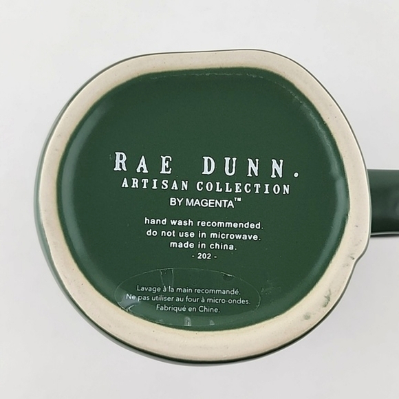 ⭐️2/ $50⭐️  Rae Dunn Green Coffee Mug UNDER THE MISTLETOE Gold Letters - Picture 9 of 11